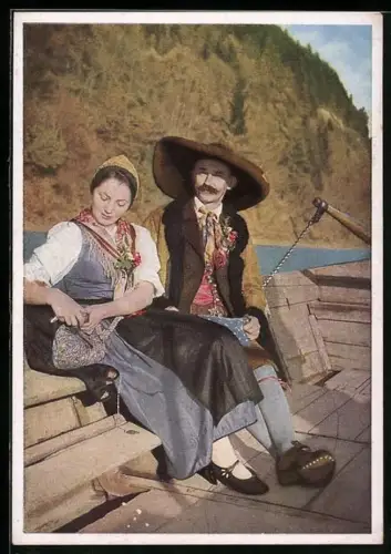 AK Tracht aus dem Reichsgau Kärnten, Vater und Tochter aus dem Rosental