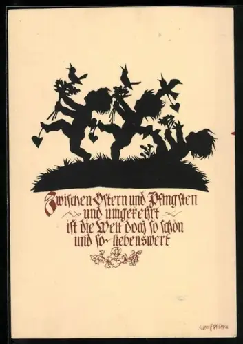 Künstler-AK Georg Plischke: Engel tanzen auf der Frühlingswiese