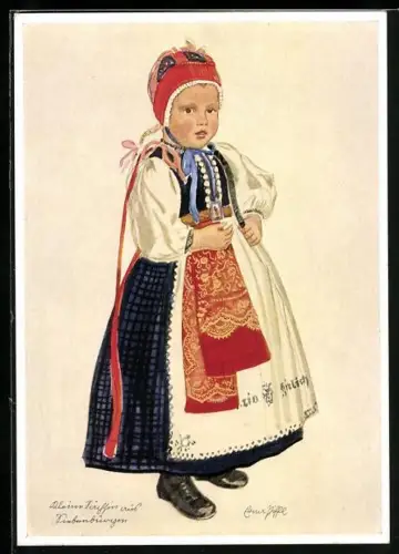 Künstler-AK Siebenbürgen, Kleine Sächsin in Tracht