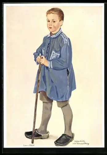 Künstler-AK Hüterbüble aus Vorarlberg, Tracht