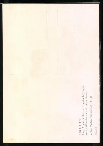 AK dem Brunnenbauern sein Nanele in Tracht mit kleinem Zweig