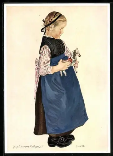 Künstler-AK Mädchen in Tiroler Tracht