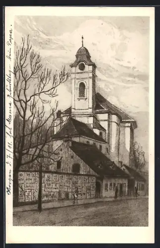 AK Wien, Erdbergstrasse mit Pfarrkirche St. Peter und Paul