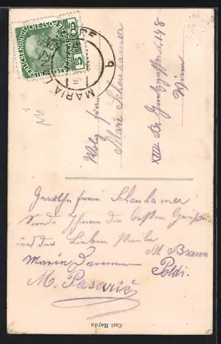 AK Maria-Lanzendorf, Wallfahrtskirche mit Innerem, Engel