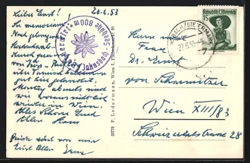 AK Johnsbach, Ortsansicht m. Gr. Buchstein, Oedsteingrat, Gesäuse