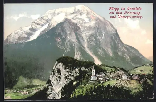 AK Pürgg im Ennstale, Bergpanorama mit dem Grimming und Untergrimming