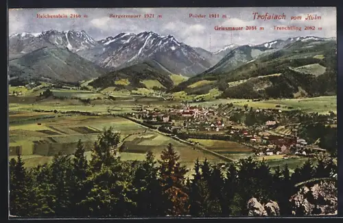 AK Trofaiach, Teilansicht mit Reichenstein, Griesmauer und Trenchtling vom Kulm