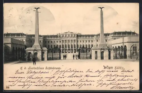 AK Wien, K. k. Lustschloss Schönbrunn