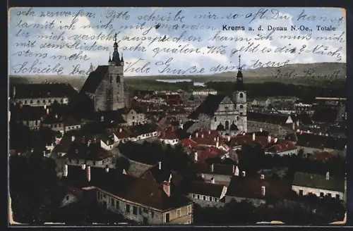 AK Krems a. d. Donau, Totalansicht mit Kirche