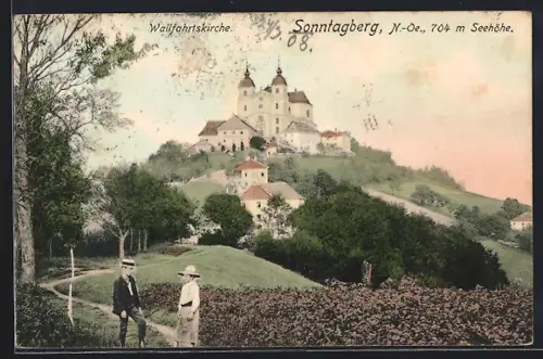 AK Sonntagberg, Blick zur Wallfahrtskirche