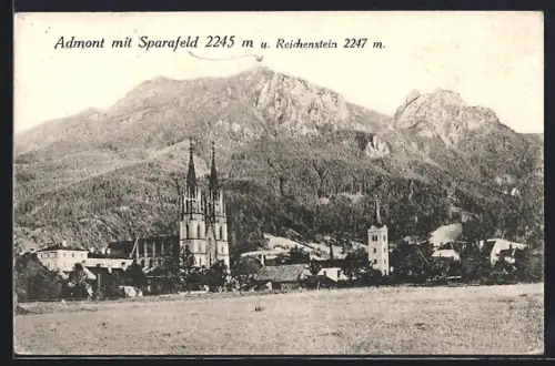 AK Admont, Kirche mit Sparafeld und Reichenstein
