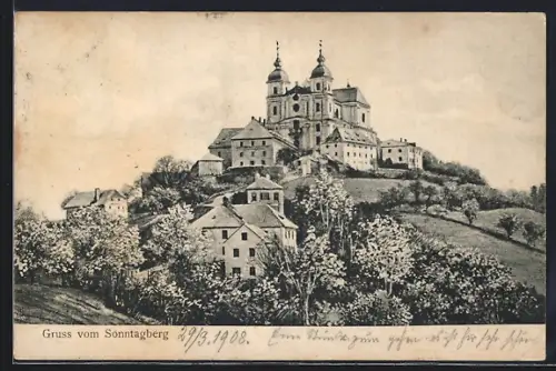AK Sonntagberg, Panorama mit Kirche