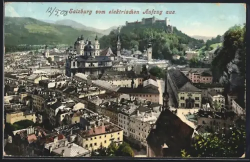 AK Salzburg, Teilansicht vom elektrischen Aufzug aus