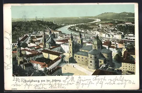 AK Salzburg, Teilansicht von der Festung aus