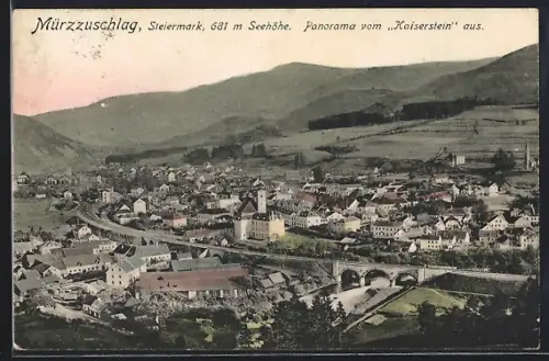 AK Mürzzuschlag /Steiermark, Panorama vom Kaiserstein aus