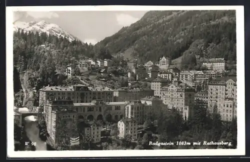 AK Badgastein, Teilansicht mit Rathausberg
