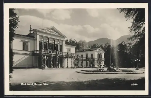 AK Bad Ischl, Kaiser-Villa mit Springbrunnen