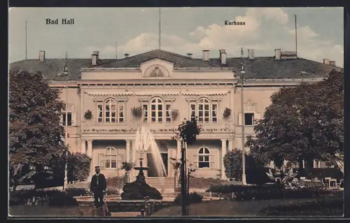 AK Bad Hall, Kurhaus mit Brunnen