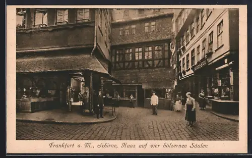 AK Alt-Frankfurt, Schirne, Haus auf vier hölzernen Säulen