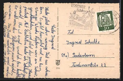AK Essen, Hauptpost mit Strassenbahn