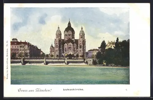 AK München, Partie an der Lukaskirche