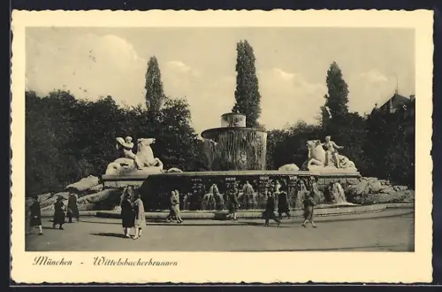 AK München, Partie am Wittelsbacherbrunnen