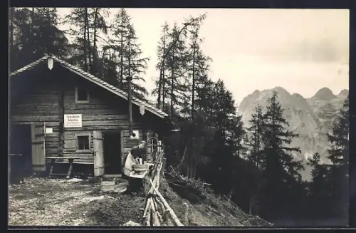 AK Ramsau, Schärten Alpe am Hochkalter, Almhütte und Wirtin