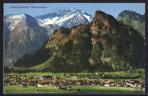 AK Oberammergau, Ortsansicht aus der Vogelschau