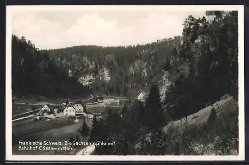 AK Gössweinstein, Sachsenmühle mit Bahnhof