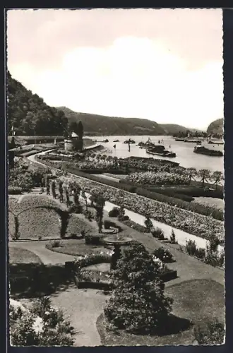AK Andernach am Rhein, Rheinanlagen und alter Kran