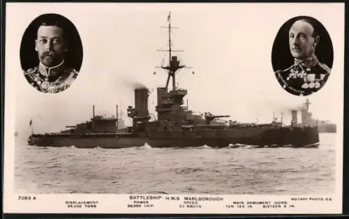 AK Kriegsschiff HMS Marlborough auf See