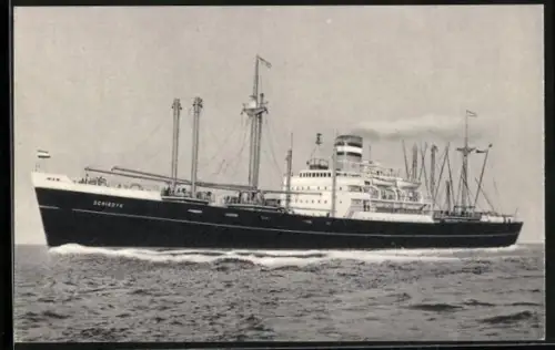 AK Handelsschiff S.S. Schiedyk in voller Fahrt, Holland-America Line
