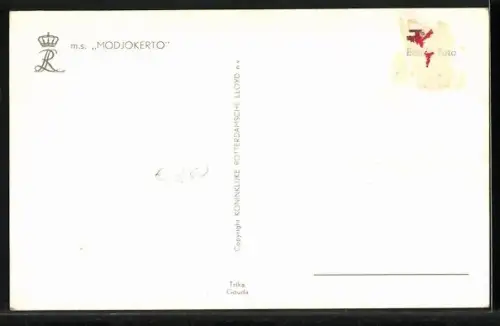 AK Handelsschiff MS Modjokerto auf See
