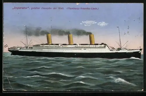 AK Passagierschiff Imperator der H.-A.-Linie auf Steuerbord