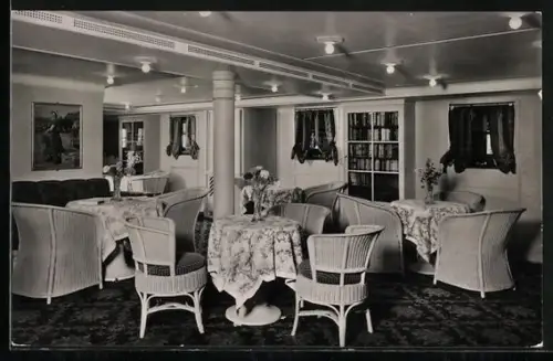 AK Passagierschiff Hansa der Hamburg-Amerika Linie, Halle der Touristen-Klasse