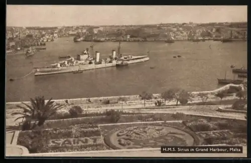 AK Malta, Kriegsschiff HMS Sirius in Grand Harbour