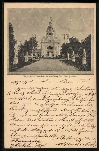 AK Nürnberg, Bayerische Landes-Ausstellung 1896, Pavillon