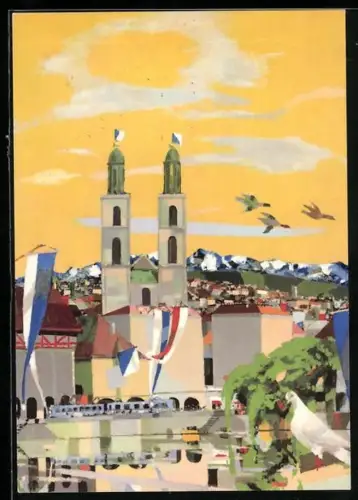 Künstler-AK 2. Ausstellung: Die Schweizerfrau, ihr Leben, ihre Arbeit 1958
