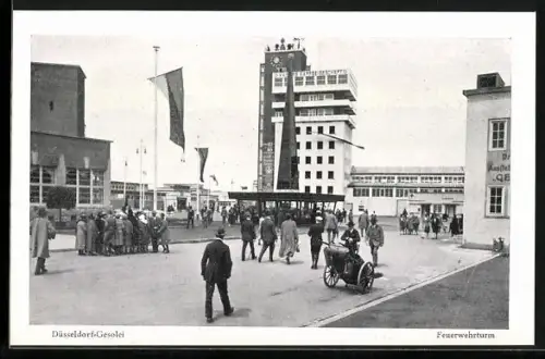 AK Düsseldorf, Gesolei-Ausstellung, Feuerwehrturm
