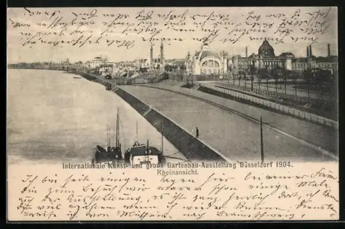 AK Düsseldorf, Internationale Kunst- und grosse Gartenbau-Ausstellung 1904, Rheinansicht