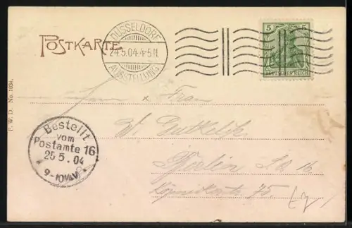 AK Düsseldorf, Internationale Kunst- und grosse Gartenbau-Ausstellung 1904, Rheinpartie