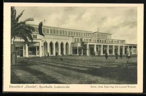 AK Düsseldorf, Grosse Ausstellung 1926, Gesolei, Sporthalle, Ladenstrasse