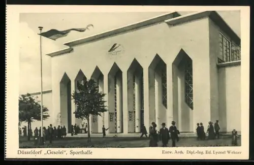 AK Düsseldorf, Grosse Ausstellung 1926, Gesolei, Sporthalle