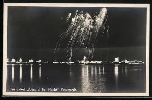 AK Düsseldorf, Gesolei bei Nacht, Feuerwerk