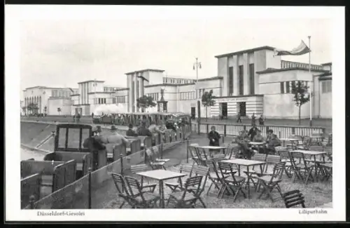 AK Düsseldorf, Gesolei, Ankunft der Liliputbahn