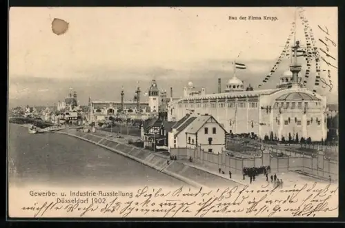 AK Düsseldorf, Gewerbe- und Industrie-Ausstellung 1902, Ausstellungsgelände, Bau der Firma Friedrich Krupp