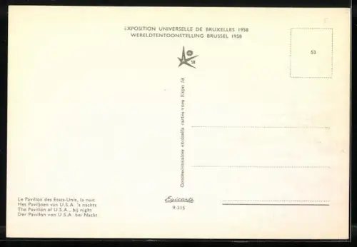 AK Bruxelles, Exposition Universelle de Bruxelles 1958, Le Pavillon des Etats-Unis