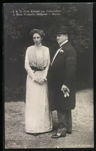 AK Fürst Wilhelm von Hohenzollern und Braut Adelgunde von Bayern