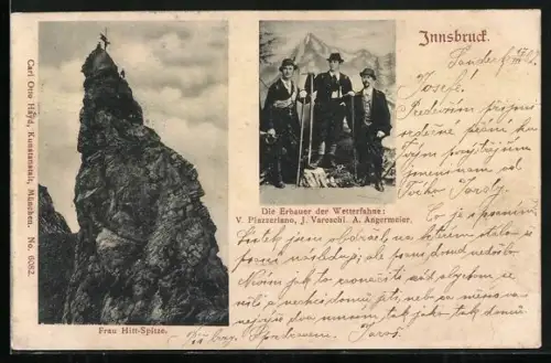 AK Innsbruck, Frau Hitt-Spitze, Die Erbauer der Wetterfahne