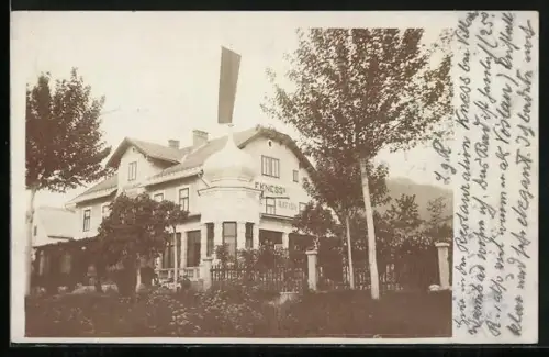 Foto-AK Villach, Restaurant F. Kness mit Garten